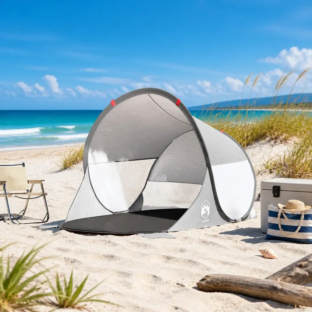Beach Tent Pop-up Grey Waterproof Portable Outdoor Shelter