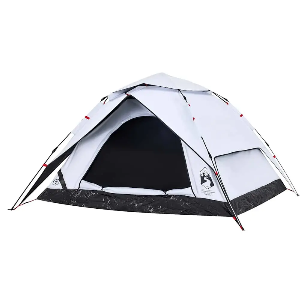 4-Person Dome Camping Tent Waterproof Quick Setup White Blackout Fabric
