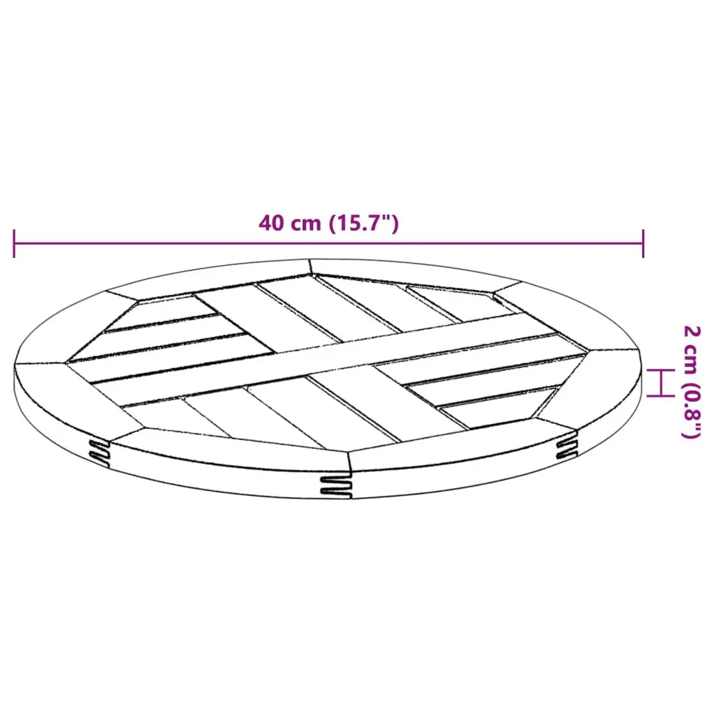 Round Solid Wood Table Top Ø40x2 cm Acacia Replacement Dining Furniture Top