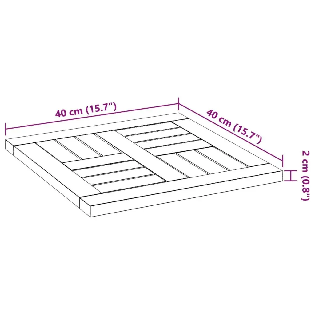Square Table Top Solid Wood Acacia 40x40x2cm Replacement Dining Garden Furniture