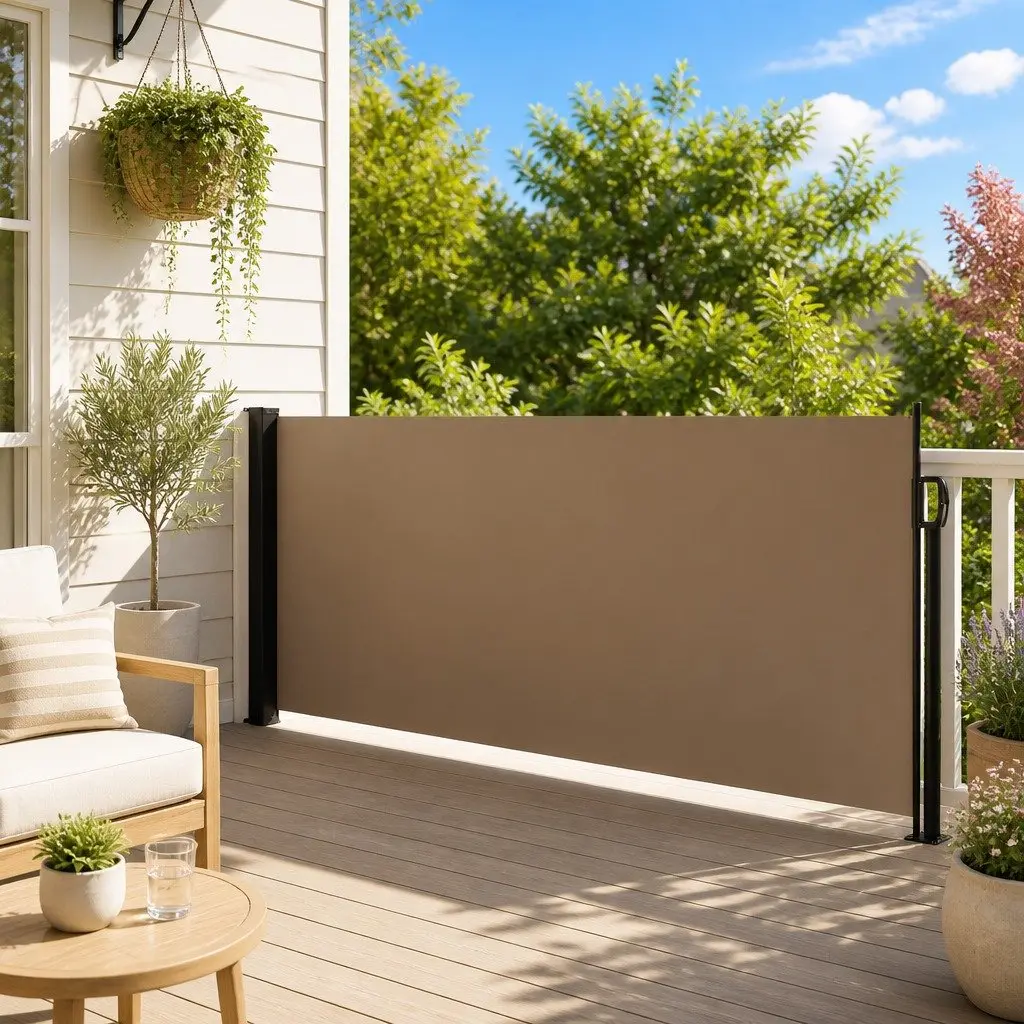 Retractable Side Awning Taupe Outdoor Privacy Screen Balcony Terrace Patio