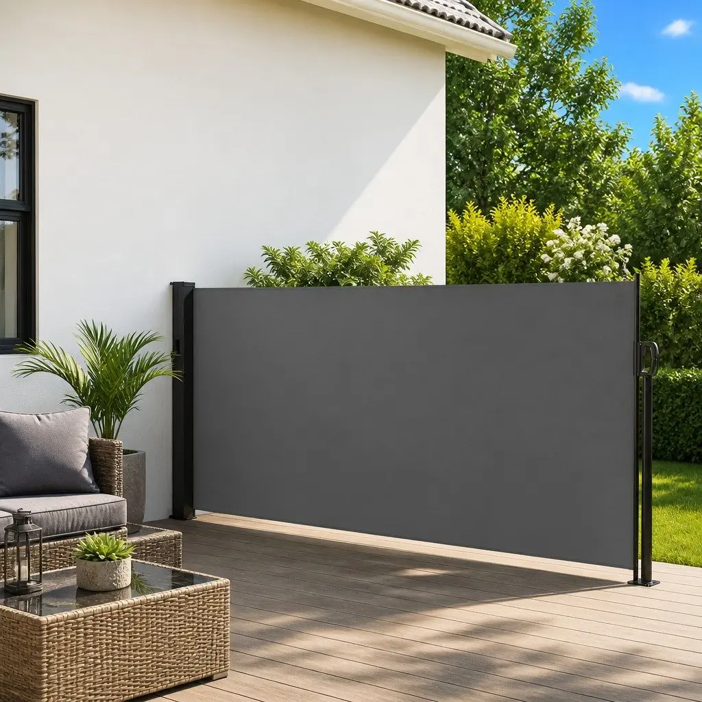 Retractable Side Awning Garden Privacy Screen 100x300cm Anthracite