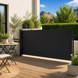 Retractable Side Awning Black 117x300cm Outdoor Privacy Screen Patio Garden