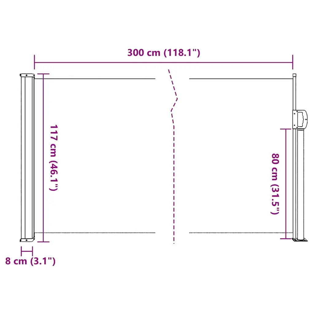 Retractable Side Awning Black 117x300cm Outdoor Privacy Screen