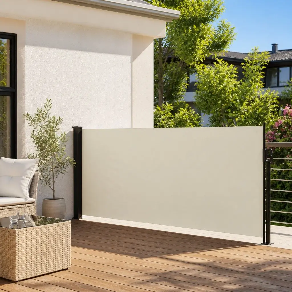 Retractable Side Awning Cream 117x300cm Privacy Screen