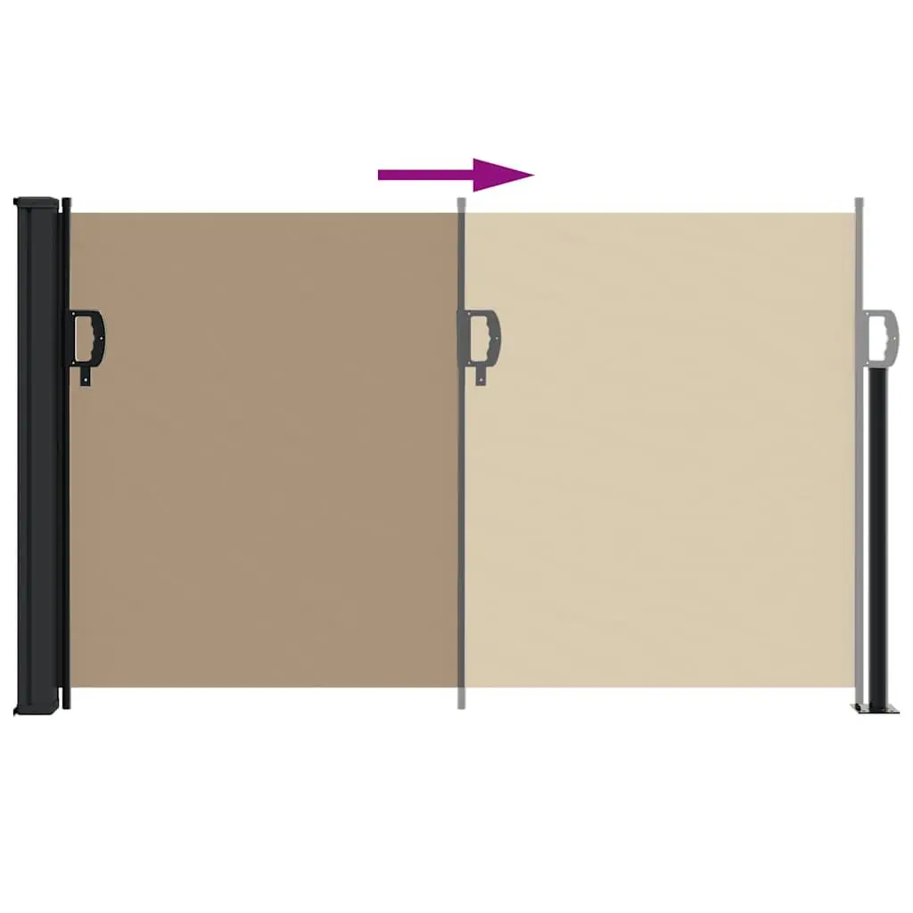 Retractable Side Awning Privacy Screen Water and UV Resistant Fabric 117 x 300 cm Taupe