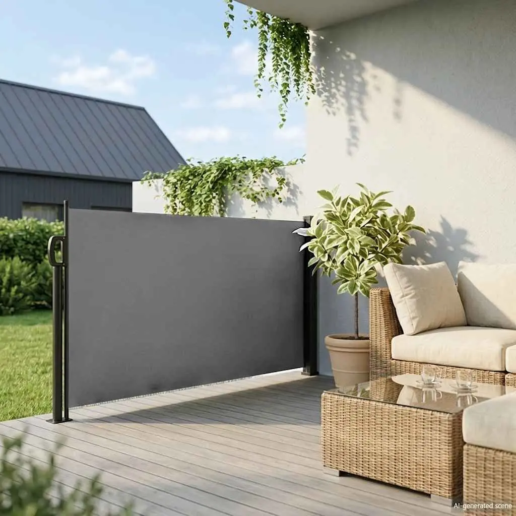 Retractable Side Awning Anthracite 117x300cm Privacy Screen Patio Garden Shade