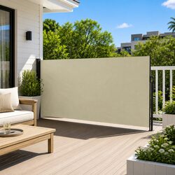 Retractable Side Awning Cream 180x300cm Outdoor Privacy Screen Garden Patio