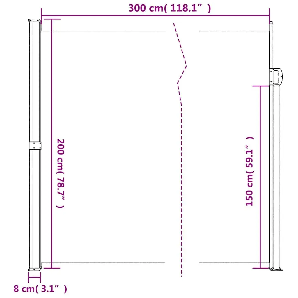 Retractable Side Awning Taupe 200 x 300 cm Garden Privacy Screen