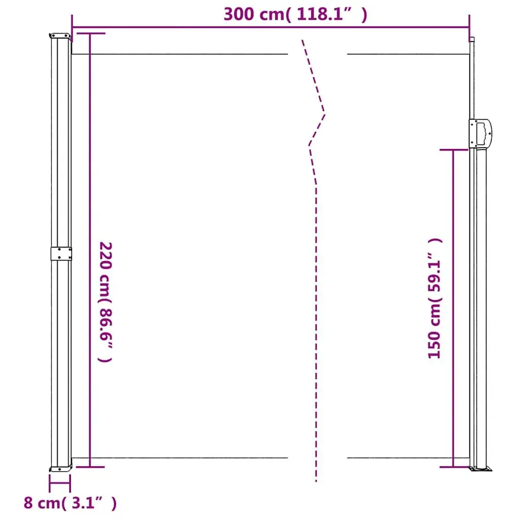 Retractable Awning Garden Privacy Screen Taupe 220x300cm Outdoor and Indoor Use