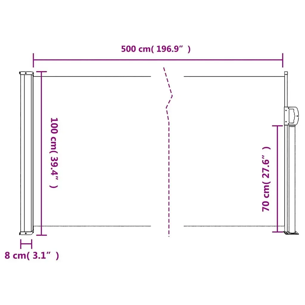 Cream Retractable Side Awning for Privacy