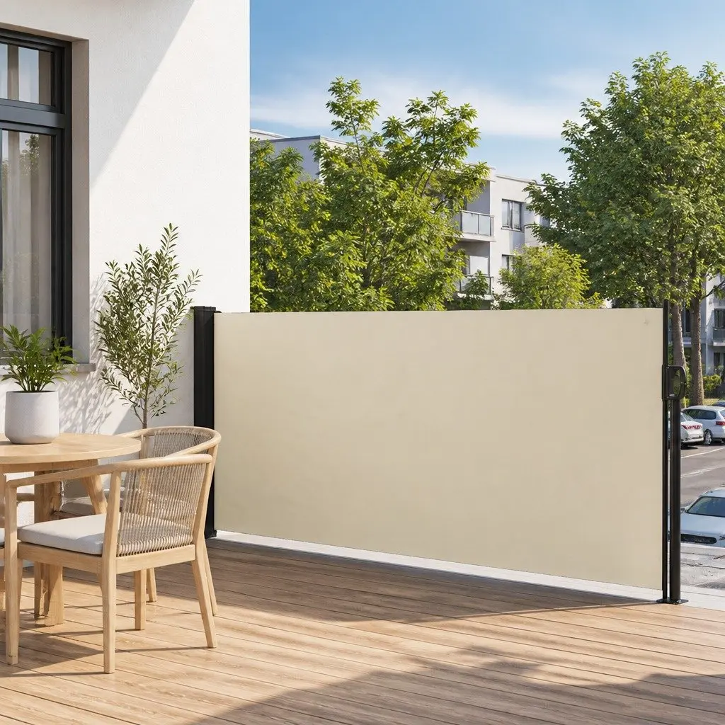 Retractable Side Awning Water and UV Resistant Cream 120x500cm