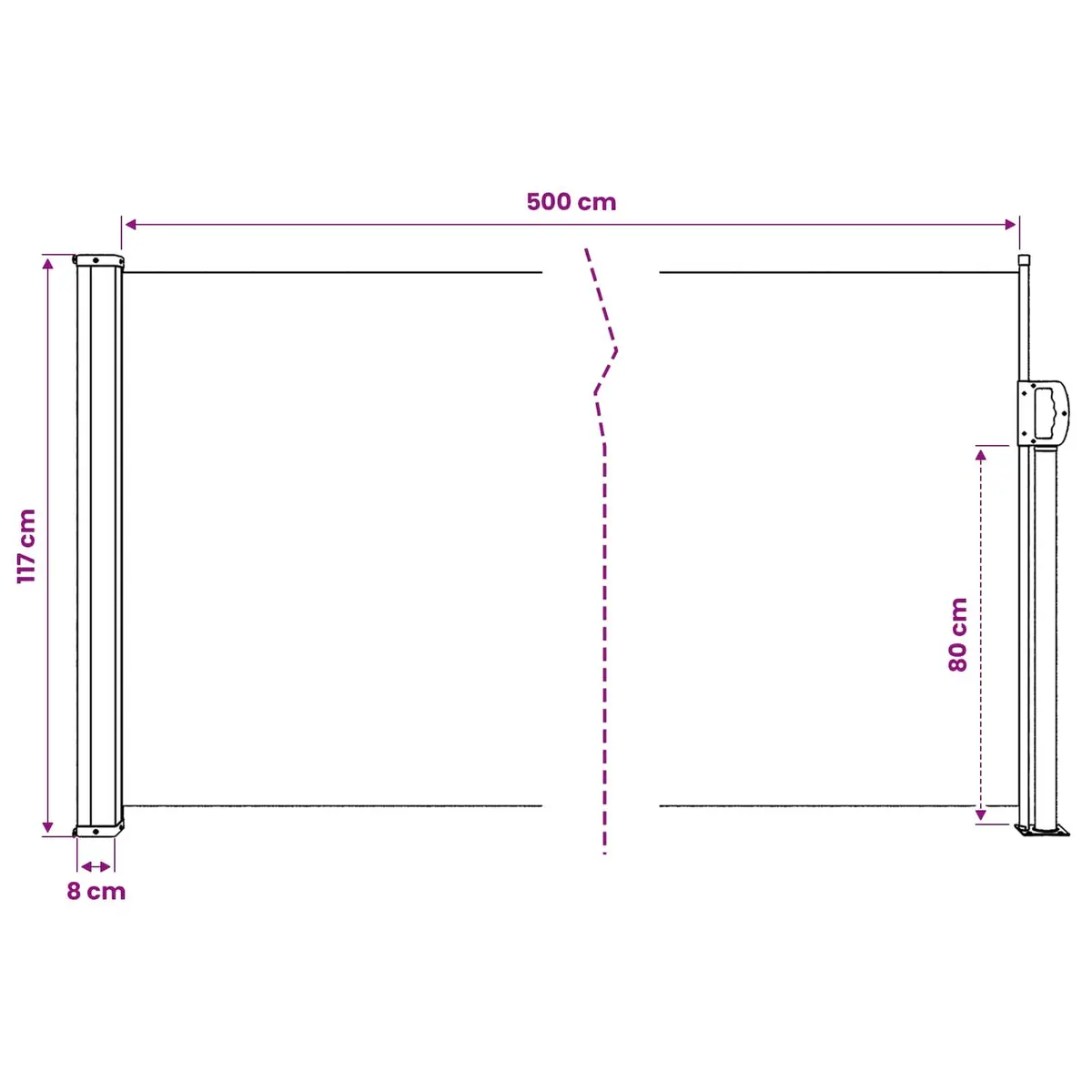 Retractable Side Awning Screen 120x500 cm