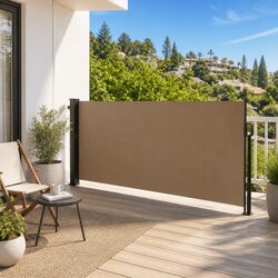 Retractable Side Awning 140x500cm Taupe Privacy Screen Balcony Terrace Patio