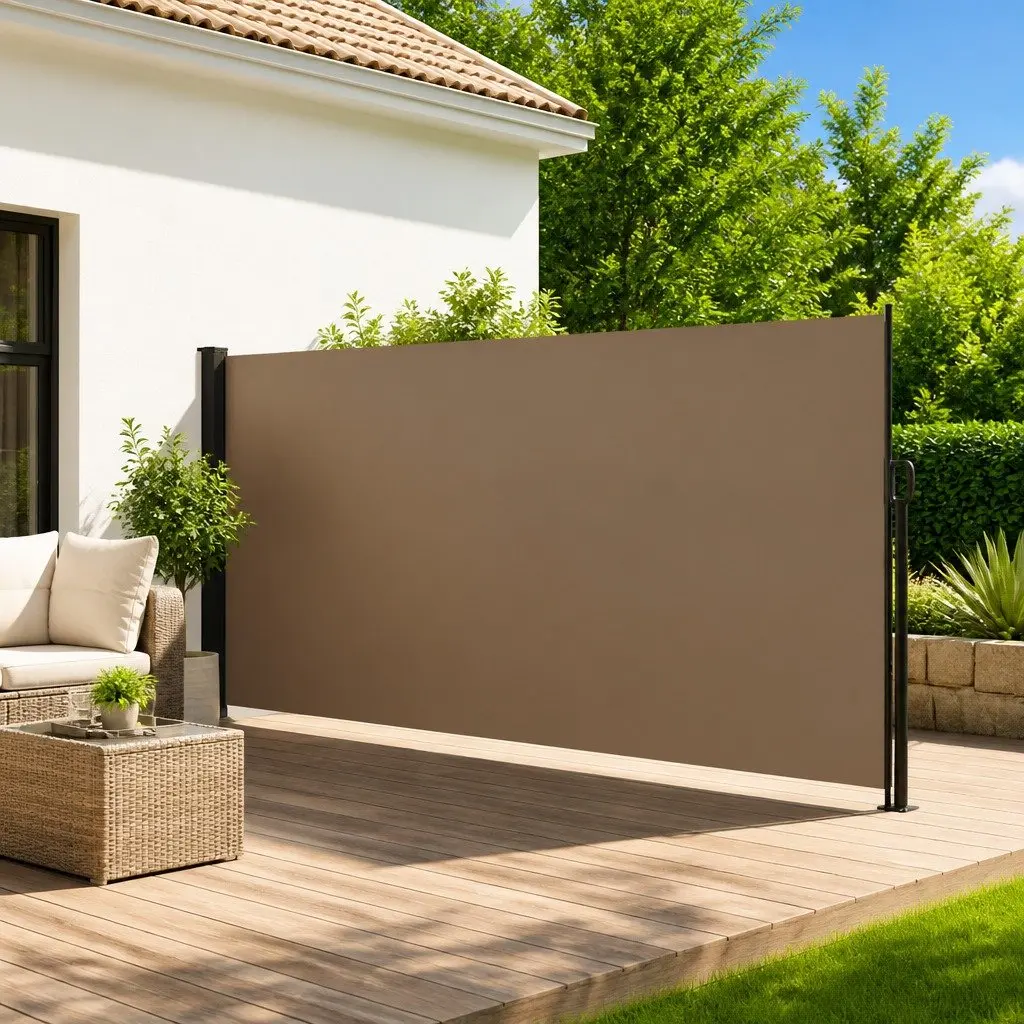 Retractable Side Awning Taupe 160x500cm Privacy Screen
