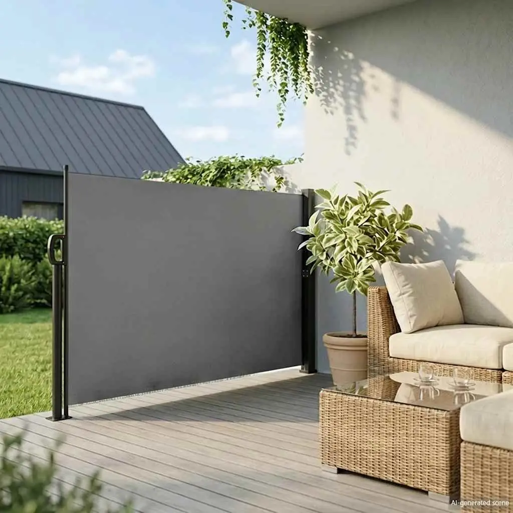 Retractable Side Awning Anthracite 180x500cm Garden Privacy Screen Patio Shade
