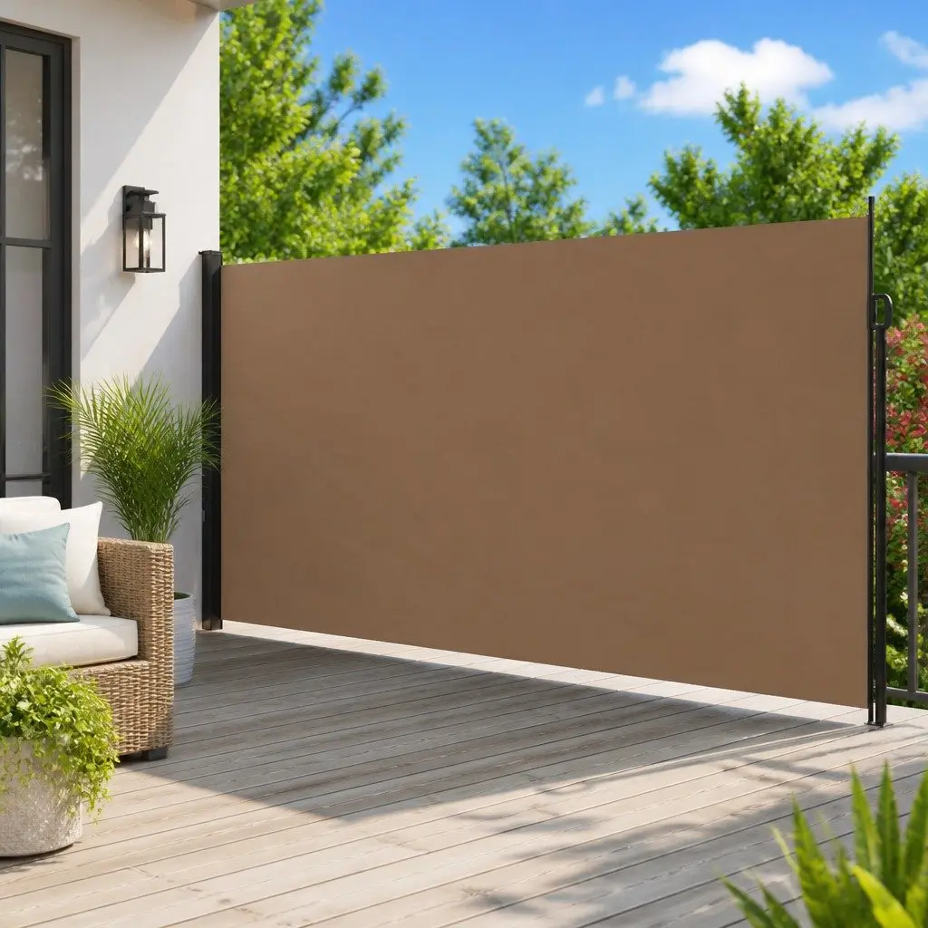 Retractable Awning Privacy Shade Taupe 220x500cm Outdoor Garden Screen