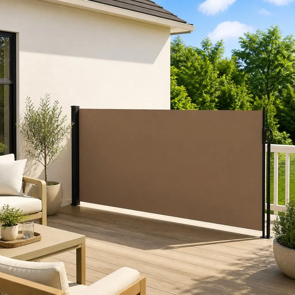 Retractable Side Awning Taupe 120x600 cm Privacy Screen for Patio Balcony Terrace
