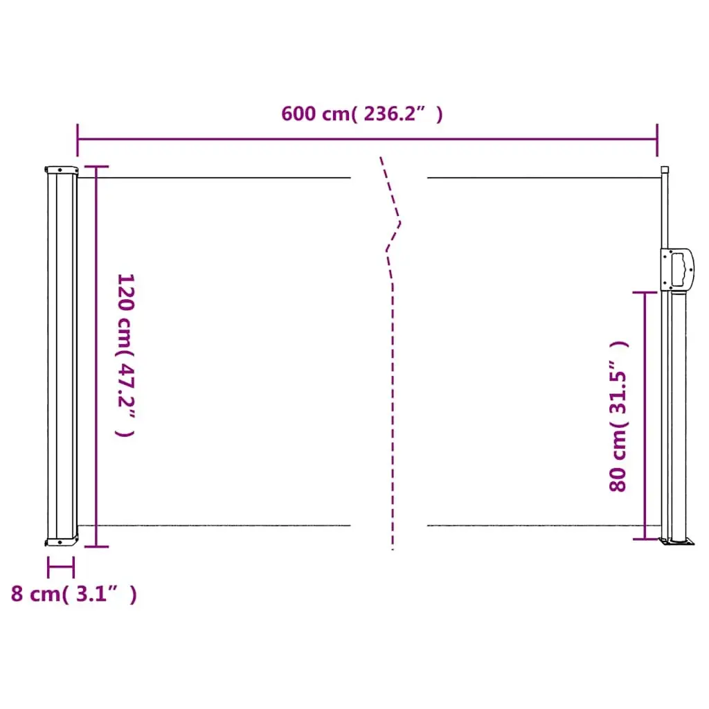 Retractable Garden Privacy Screen 120x600cm Anthracite Shade Awning for Outdoor Spaces