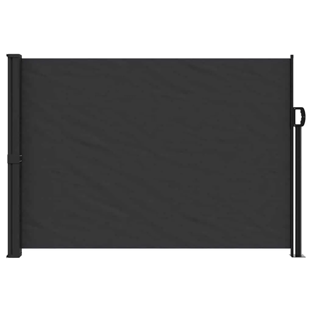 Side Awning Privacy Screen Black 600cm x 140cm Outdoor Retractable Garden Shade
