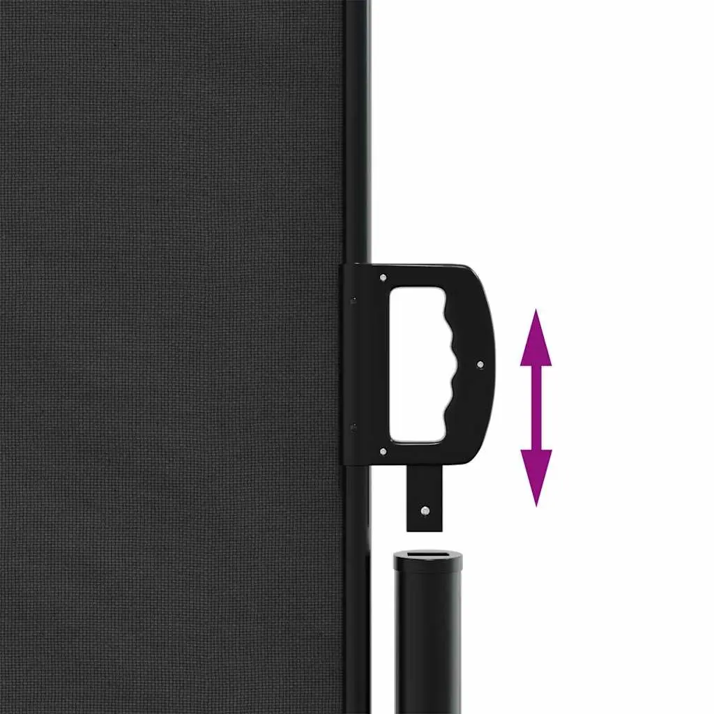 Side Awning Privacy Screen Black 600cm x 140cm Outdoor Retractable Garden Shade