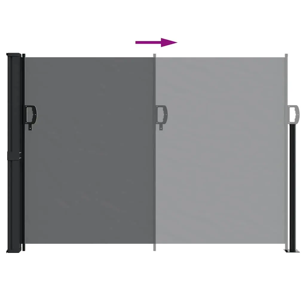 Side Awning Privacy Screen Black 600cm x 140cm Outdoor Retractable Garden Shade