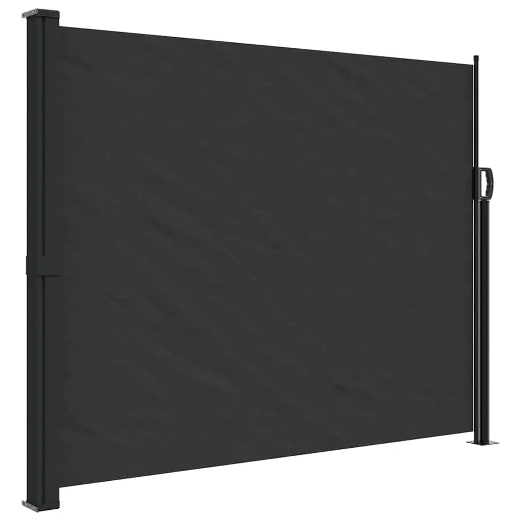 Outdoor Privacy Screen Retractable Awning Black 160x600 cm Garden Patio