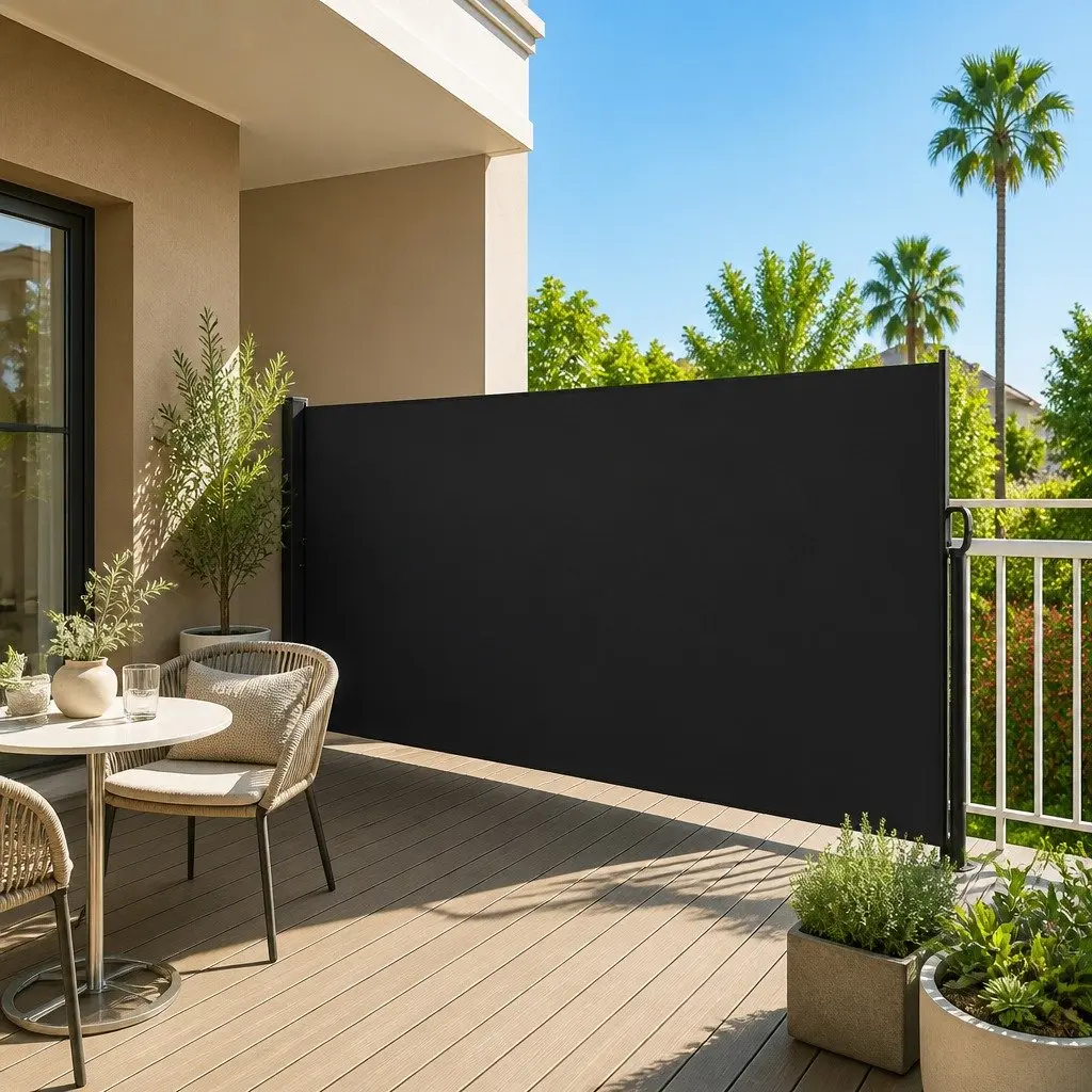 Black Retractable Awning 180x600cm