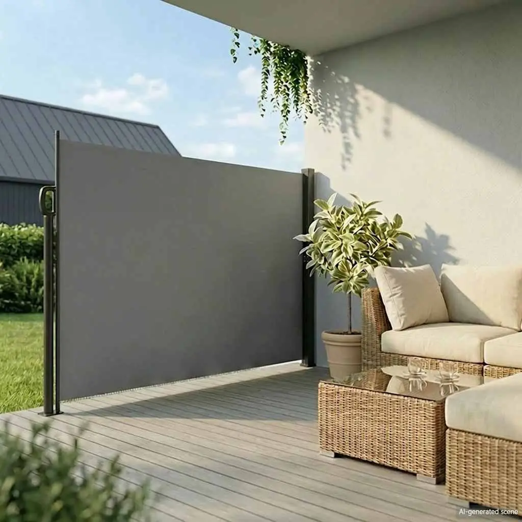 Retractable Side Awning Water and UV Resistant 200x600cm Anthracite Garden Privacy Screen Outdoor Patio