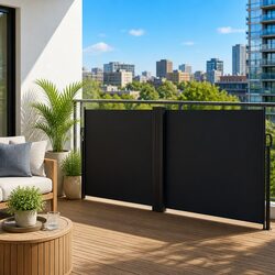 Retractable Side Awning Black 100x1000cm Garden Privacy Screen Patio Balcony