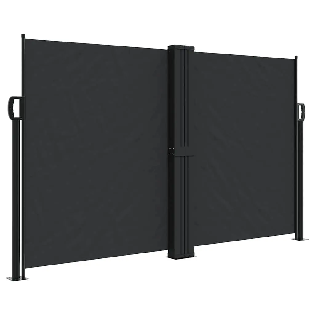 Retractable Privacy Screen Awning 140x1000cm Black for Garden Patio Balcony