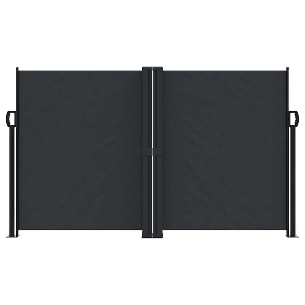 Retractable Privacy Screen Awning 140x1000cm Black for Garden Patio Balcony