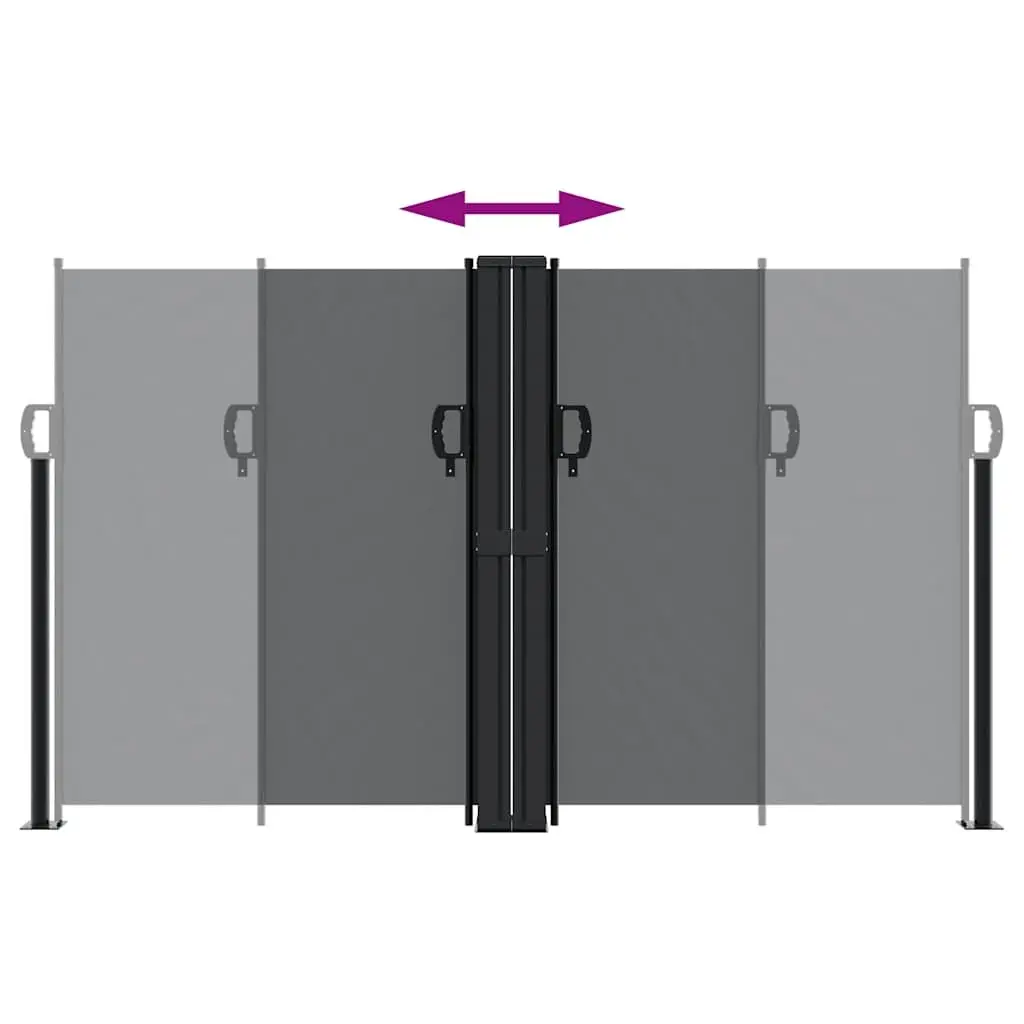 Retractable Privacy Screen Awning 140x1000cm Black for Garden Patio Balcony