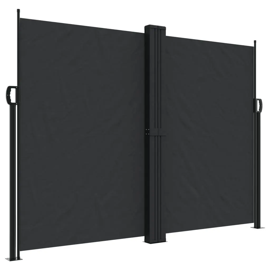 Retractable Side Awning 180x1000cm Black Outdoor Patio Terrace Garden Privacy