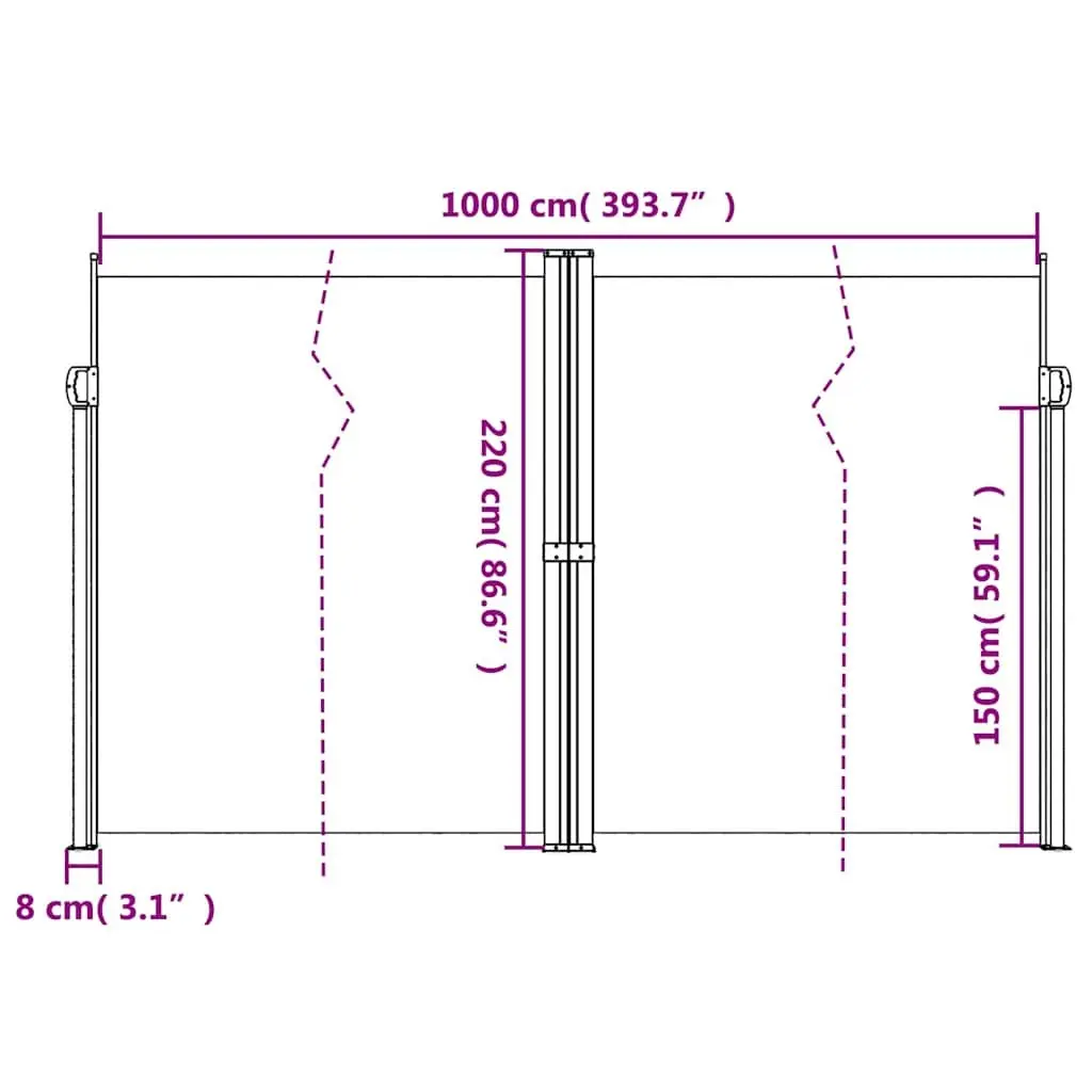 Retractable Side Awning Anthracite 220x1000cm Outdoor Privacy Screen