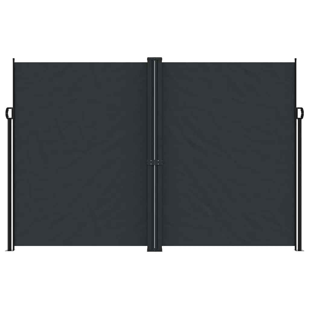 Retractable Side Awning Screen Water and UV Resistant 220x1200cm Black Garden Patio Privacy Shade Panel