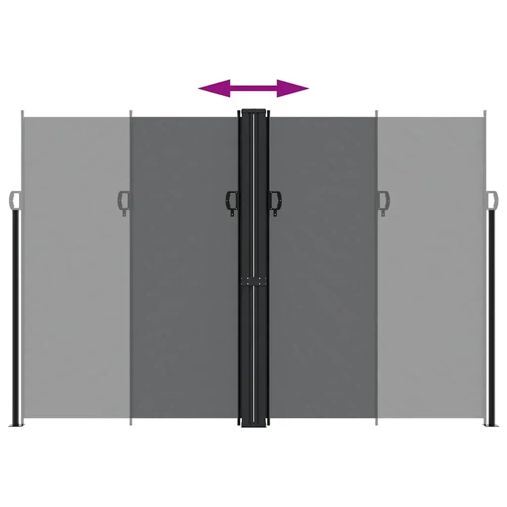 Retractable Side Awning Screen Water and UV Resistant 220x1200cm Black Garden Patio Privacy Shade Panel