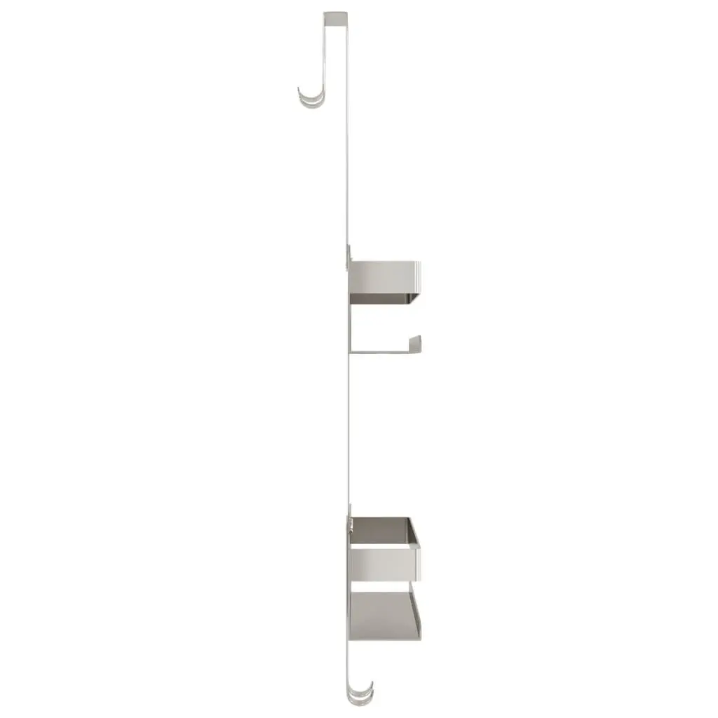 Hanging Shower Caddy with Storage Basket Organizer Towel Hooks Silver Bathroom