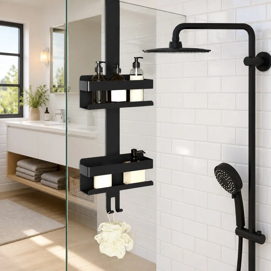 Shower Caddy with Towel Hooks