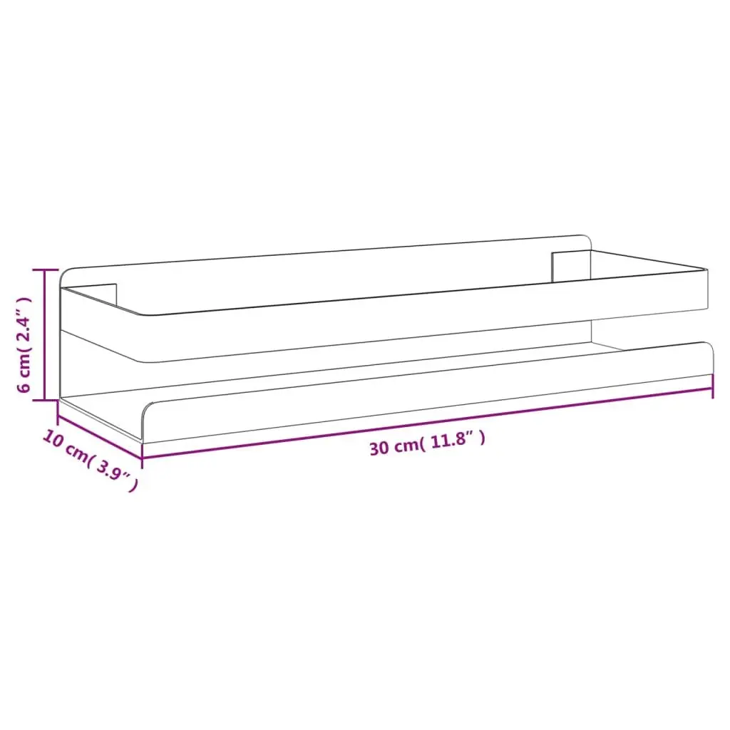 Shower Shelf Storage Organiser Wall Mount Black Stainless Steel 30 x 10 x 6 cm