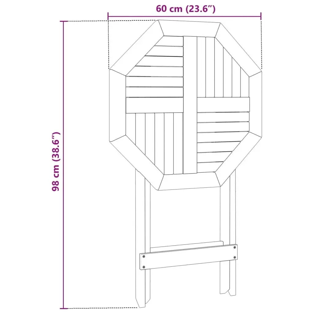 Folding Garden Table Round Ø60x75 cm Outdoor Patio Dining Brown Wood