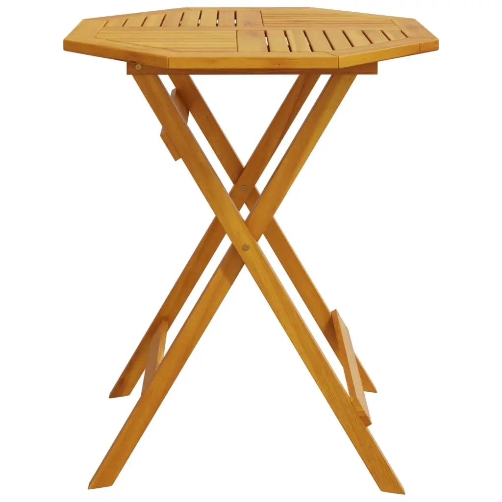 Folding Garden Table Round Ø60x75 cm Outdoor Patio Dining Brown Wood