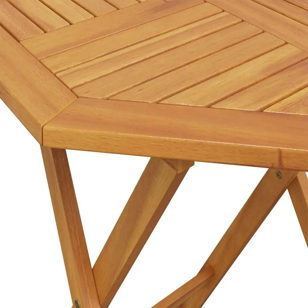 Folding Garden Table Round 70cm Brown Wood Outdoor Patio Dining Furniture