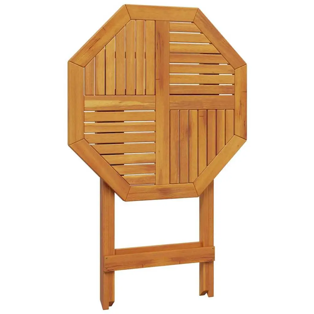 Folding Garden Table Round 70cm Brown Wood Outdoor Patio Dining Furniture