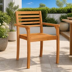 Outdoor Garden Chairs 2 pcs Brown Wooden Armchair Backrest Patio Seating