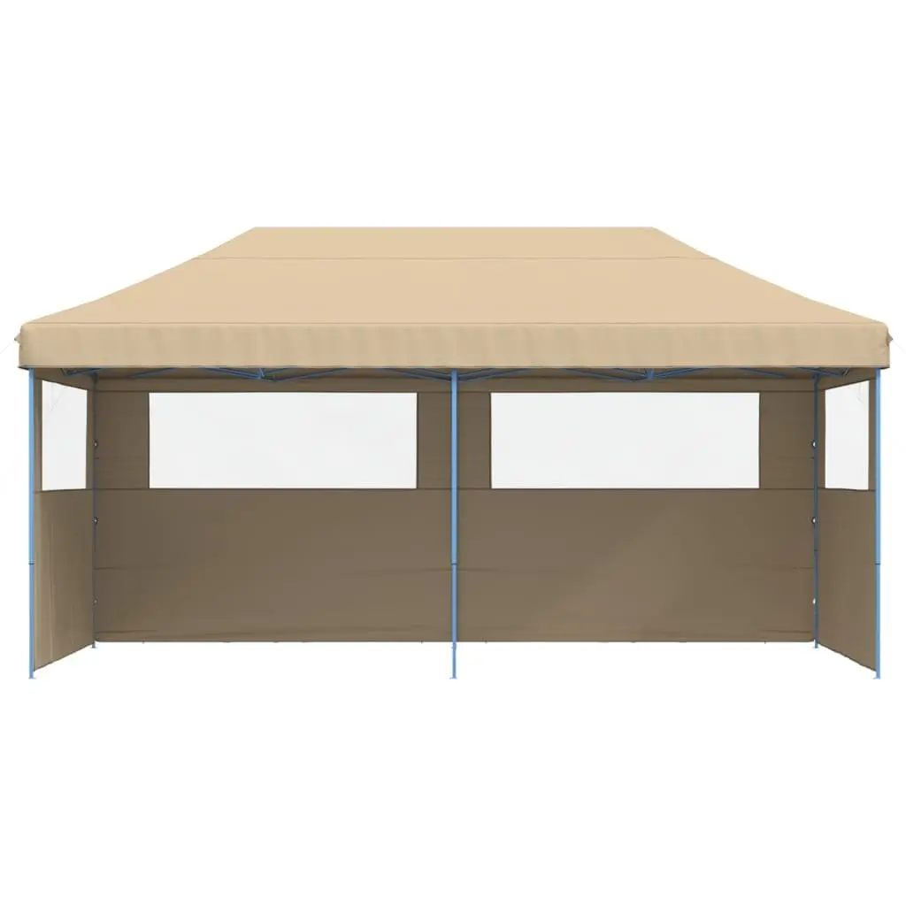 Pop-Up Party Tent Foldable with 3 Sidewalls Beige