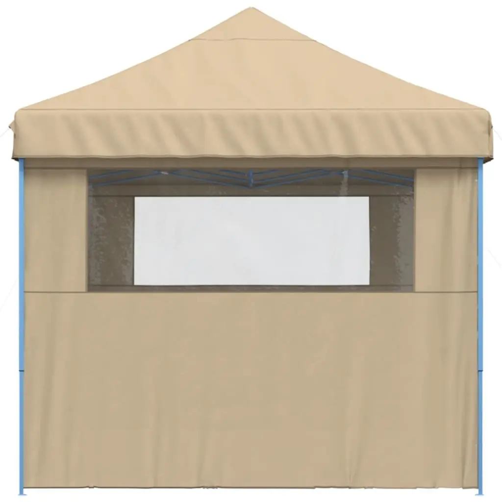 Pop-Up Party Tent Foldable with 3 Sidewalls Beige