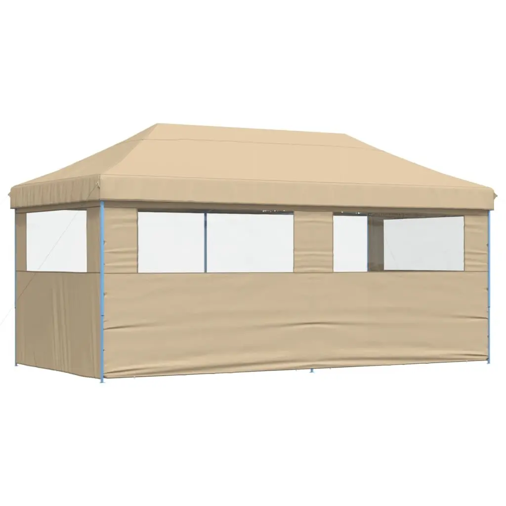 Pop-Up Party Tent Foldable with 3 Sidewalls Beige