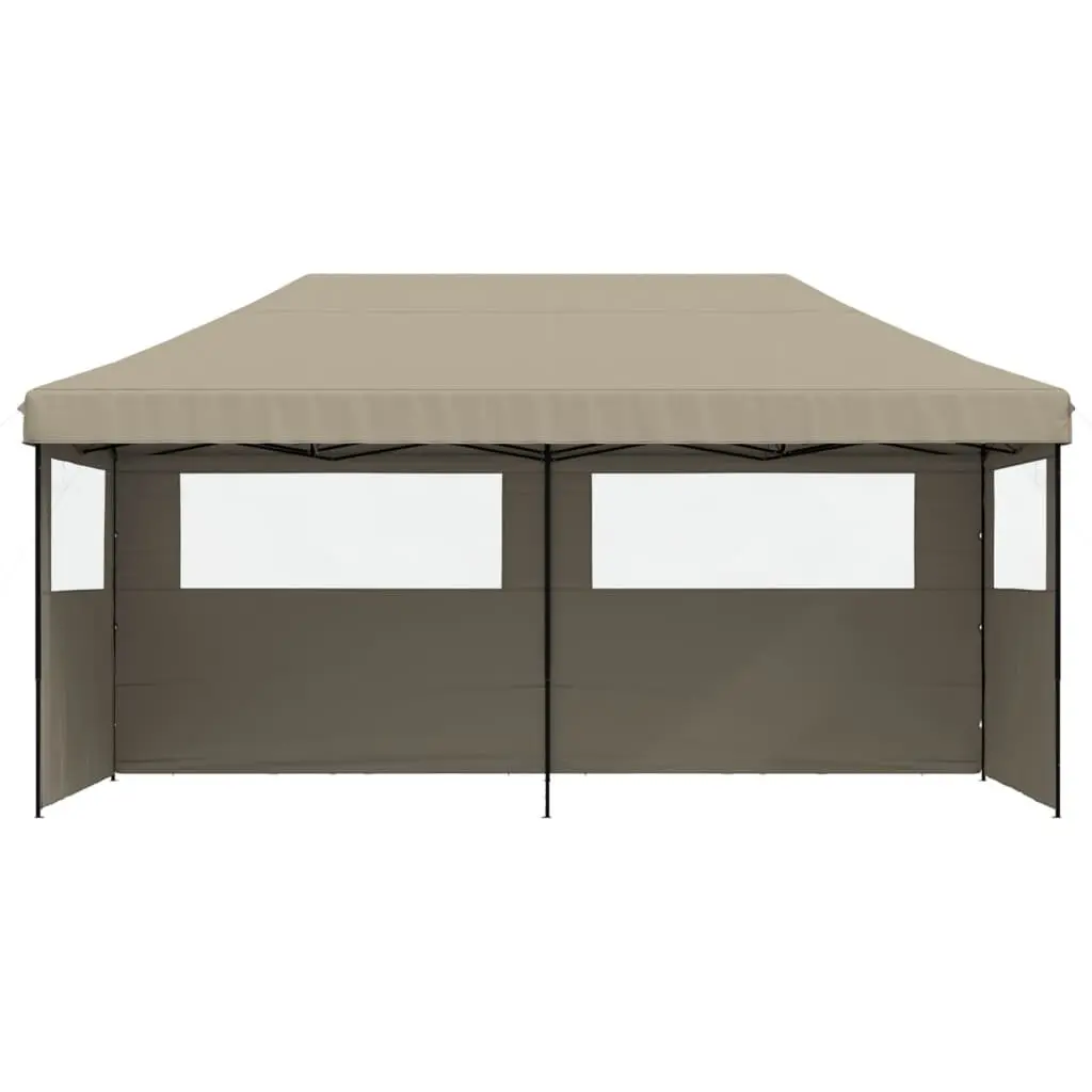 Foldable Pop-Up Party Tent with 3 Sidewalls Outdoor Event Canopy Taupe