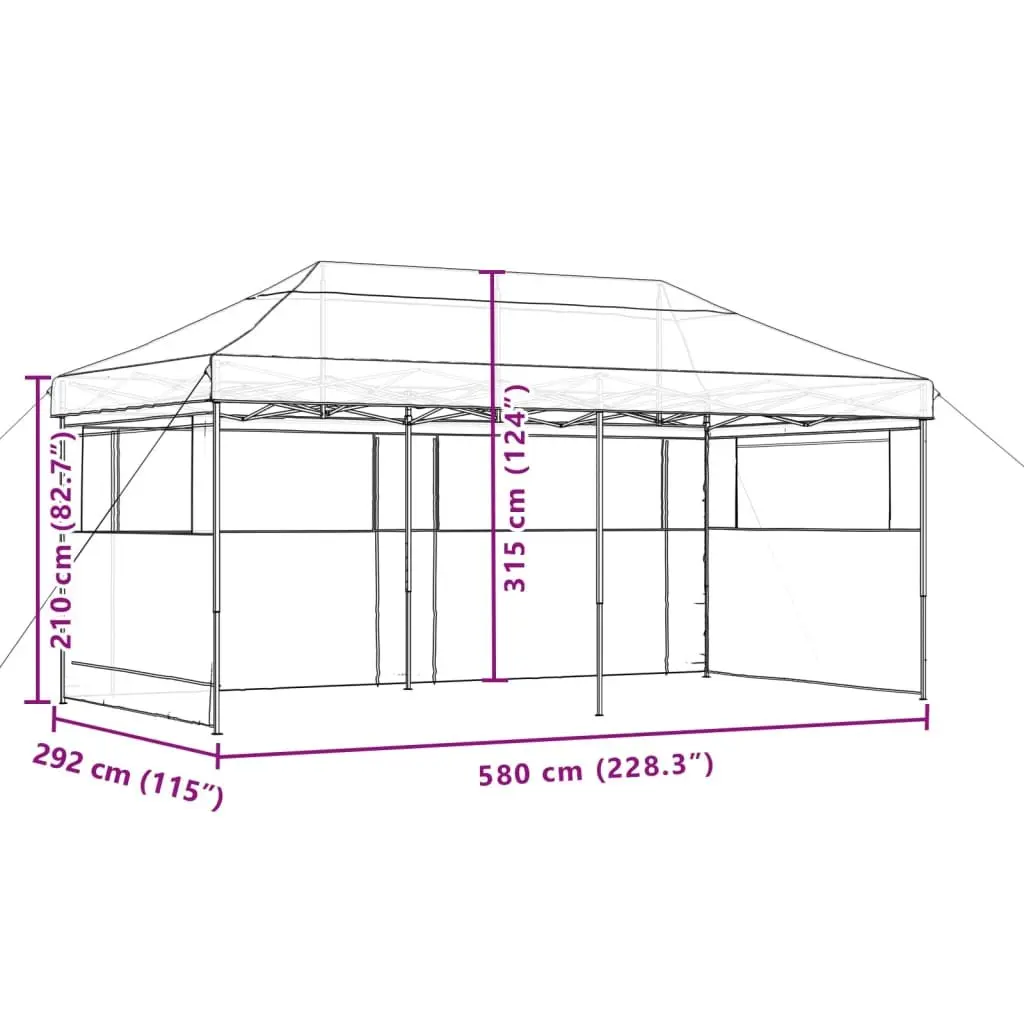 Foldable Pop-Up Party Tent with 3 Sidewalls Outdoor Event Canopy Taupe